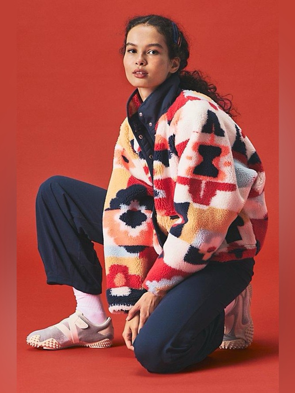 NWT! FP Free People Movement Hit The Slopes Printed Fleece Jacket Sz Small & Med